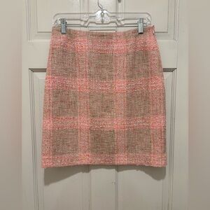 Elegant Tweed Pencil Skirt in Pink and Brown